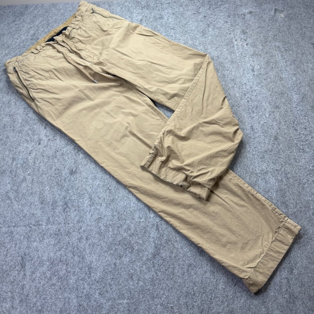 RLX Ralph Lauren Pants Men L Beige 32" Drawstring Elastic Waist Zipped Pockets